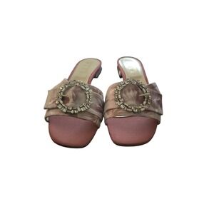Something Bleu Cappy Mauve Floral Jacquard Crystal Buckle Slide Sandals7.5 Italy